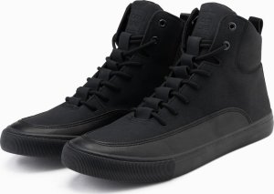 Buty męskie sneakersy za kostkę z ozdobnymi zakładkami  czarne V4 OM-FOSH-0176 42 1