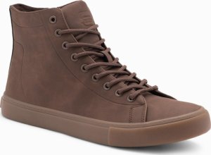 Buty trampki męskie za kostkę z gumową podeszwą  brązowe V4 OM-FOTH-0187 45 2
