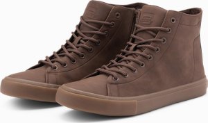 Buty trampki męskie za kostkę z gumową podeszwą  brązowe V4 OM-FOTH-0187 45 3