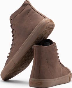 Buty trampki męskie za kostkę z gumową podeszwą  brązowe V4 OM-FOTH-0187 45 4