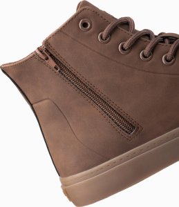 Buty trampki męskie za kostkę z gumową podeszwą  brązowe V4 OM-FOTH-0187 45 6