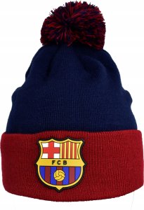 Czapka Zimowa FC Barcelona z Pomponem Herb Logo Granatowa DZIECIĘCA 52/54 3