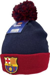 Czapka Zimowa FC Barcelona z Pomponem Herb Logo Granatowa DZIECIĘCA 52/54 5