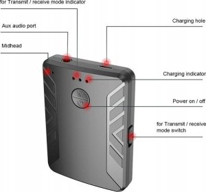Urządzenie 2w1 odbiornik i nadajnik dźwięku Bluetooth 5.0 BT06 (czarny) 5