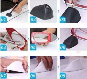 ANTENA SAMOCHODOWA FM NA DACH AUTA SAMOCHODU SHARK PŁETWA SREBRNA AK322B 4