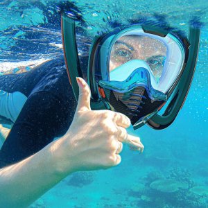 MASKA DO SNORKELINGU Z DWOMA FAJKAMI SM-14 L/XL CZARNO-NIEBIESKA 3