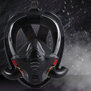 MASKA DO SNORKELINGU Z DWOMA FAJKAMI SM-14 L/XL CZARNO-NIEBIESKA 4