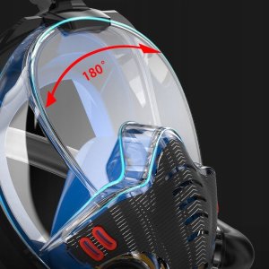 MASKA DO SNORKELINGU Z DWOMA FAJKAMI SM-14 L/XL CZARNO-NIEBIESKA 5