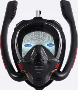 MASKA DO SNORKELINGU Z DWOMA FAJKAMI SM-14 L/XL CZARNO-NIEBIESKA 7