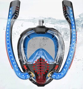 MASKA DO SNORKELINGU Z DWOMA FAJKAMI SM-14 L/XL CZARNO-NIEBIESKA 8