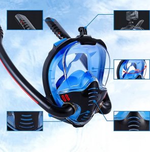 MASKA DO SNORKELINGU Z DWOMA FAJKAMI SM-14 L/XL CZARNO-NIEBIESKA 10