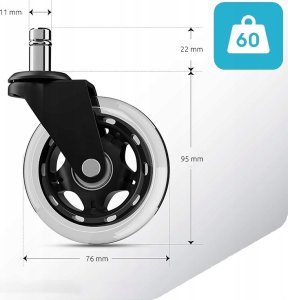 KÓŁKA DO FOTELA KAUCZUKOWE 5 SZTUK C-33 przezroczyste 7