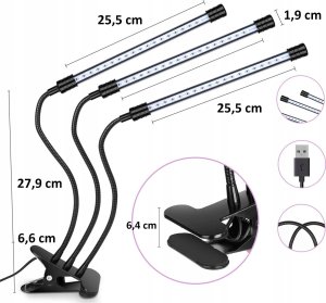LAMPA DO ROŚLIN 3 GŁOWY SLIM 3 HEAD GROW LIGHT 13