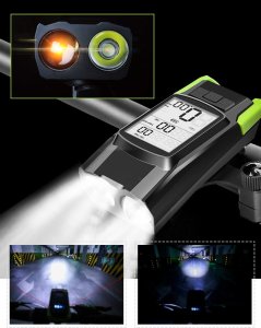 LICZNIK ROWEROWY Z LAMPKĄ + LAMPKA TYLNA BK-1718B 14