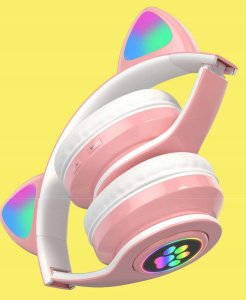 SŁUCHAWKI BEZPREWODOWE KOCIE USZY RÓŻOWE LX-B39A 11