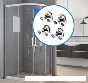 ROLKI DO KABINY PRYSZNICOWEJ 8szt. PODWÓJNE KÓŁKA CHROM ZK-03 2