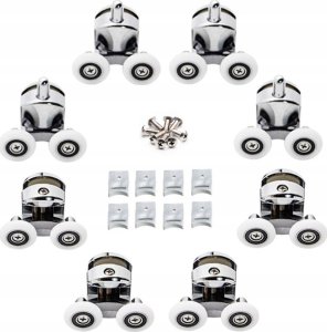 ROLKI DO KABINY PRYSZNICOWEJ 8szt. PODWÓJNE KÓŁKA CHROM ZK-03 3