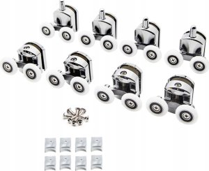 ROLKI DO KABINY PRYSZNICOWEJ 8szt. PODWÓJNE KÓŁKA CHROM ZK-03 5