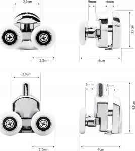ROLKI DO KABINY PRYSZNICOWEJ 8szt. PODWÓJNE KÓŁKA CHROM ZK-03 7
