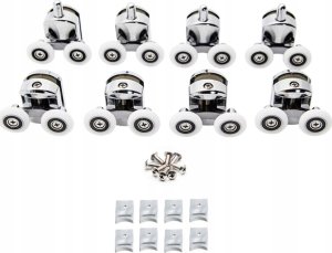 ROLKI DO KABINY PRYSZNICOWEJ 8szt. PODWÓJNE KÓŁKA CHROM ZK-03 8