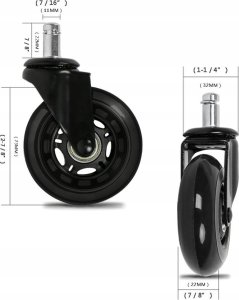 KÓŁKA DO FOTELA KAUCZUKOWE 5 SZTUK C-75 czarne 12