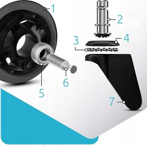 KÓŁKA DO FOTELA KAUCZUKOWE 5 SZTUK C-75 czarne 6