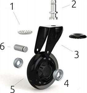 KÓŁKA DO FOTELA KAUCZUKOWE 5 SZTUK C-75 czarne 10