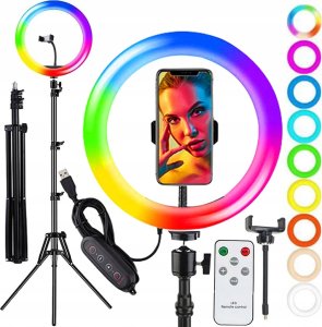 LAMPA PIERŚCIENIOWA KOLOROWA RGB 33cm 150W RL-14 1