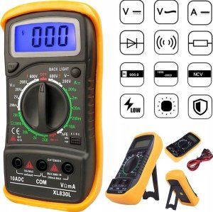 CYFROWY MIERNIK PRĄDU POMARAŃCZOWY XL830L 10
