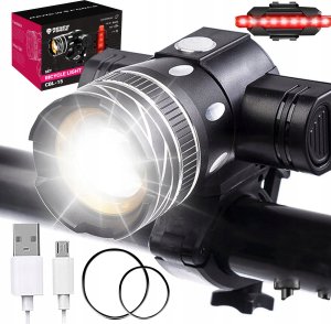 LAMPKA ROWEROWA CZARNA CBL-15 + LAMPKA TYLNA 2