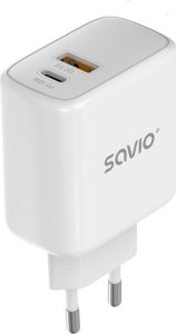 SAVIO LA-10 Ładowarka sieciowa 30W Quick Charge, Power Delivery 3.0, Biała + Kabel 3