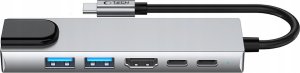 TECH-PROTECT HB02 HUB ADAPTER 6IN1 TYPE-C + USB2.0 + USB3.0 + HDMI 4K 30HZ + RJ45 + PD100W SPACE GREY 3