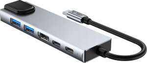 TECH-PROTECT HB02 HUB ADAPTER 6IN1 TYPE-C + USB2.0 + USB3.0 + HDMI 4K 30HZ + RJ45 + PD100W SPACE GREY 4