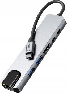 TECH-PROTECT HB02 HUB ADAPTER 6IN1 TYPE-C + USB2.0 + USB3.0 + HDMI 4K 30HZ + RJ45 + PD100W SPACE GREY 5