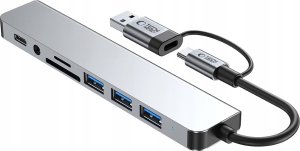 TECH-PROTECT HB06 HUB ADAPTER 9IN1 TYPE-C + USB2.0 + USB3.0 + SD/TF + AV3.5 SPACE GREY 3