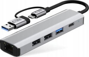 TECH-PROTECT HB03 HUB ADAPTER 5IN1 TYPE-C + USB2.0 + USB3.0 + RJ45 SPACE GREY 2