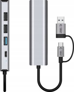 TECH-PROTECT HB03 HUB ADAPTER 5IN1 TYPE-C + USB2.0 + USB3.0 + RJ45 SPACE GREY 7