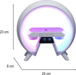 Lampka LED RGB 4w1 z ładowarką indukcyjną bezprzewodowa głośnik bluetooth budzik radio FM biała Kik sp. z o.o. sp. k. 12