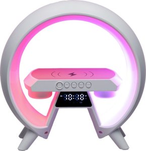 Lampka LED RGB 4w1 z ładowarką indukcyjną bezprzewodowa głośnik bluetooth budzik radio FM biała Kik sp. z o.o. sp. k. 2