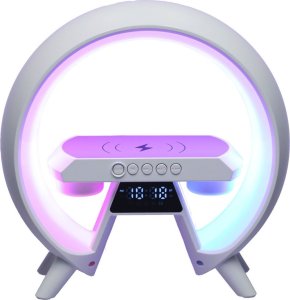 Lampka LED RGB 4w1 z ładowarką indukcyjną bezprzewodowa głośnik bluetooth budzik radio FM biała Kik sp. z o.o. sp. k. 3