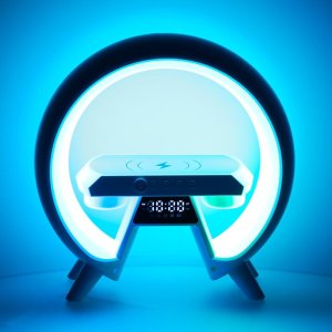 Lampka LED RGB 4w1 z ładowarką indukcyjną bezprzewodowa głośnik bluetooth budzik radio FM biała Kik sp. z o.o. sp. k. 4