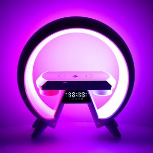 Lampka LED RGB 4w1 z ładowarką indukcyjną bezprzewodowa głośnik bluetooth budzik radio FM biała Kik sp. z o.o. sp. k. 6