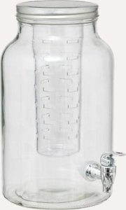 Szklany dozownik do napojów z kranikiem i wkładem na owoce FUZY, 6 l 1