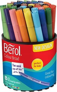 Fibertuscher Berol Colourbroad, pakke a 42 assorterede farver 1
