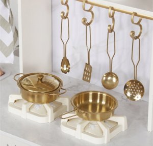 Duża Kuchnia drewniana Styl Glamour Złote dodatki Światło + dźwięk ZA5270 5