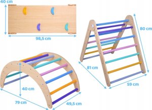 Drewniany Domowy Plac Zabaw Zestaw Wspinaczkowy dla dzieci 3w1 ZA5389 5