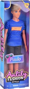 Anlily Lalka stylowy chłopak Paulo w spodenkach i koszulce w paski ZA5416 4