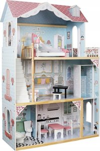 Duży Drewniany Domek dla lalek + drewniane mebelki Pastelowe kolory ZA5457 1