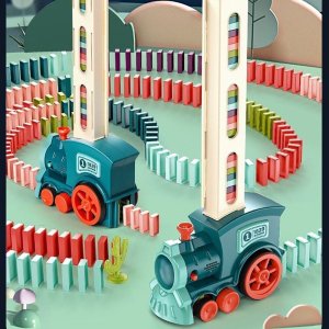 KOLEJKA POCIĄG LOKOMOTYWA UKŁADAJĄCA KLOCKI DOMINO MUZYKA FIGURKA KAKTUS 4