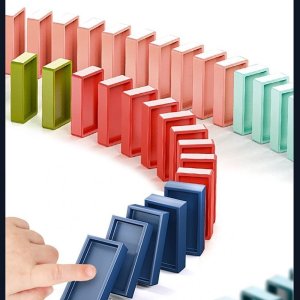 KOLEJKA POCIĄG LOKOMOTYWA UKŁADAJĄCA KLOCKI DOMINO MUZYKA FIGURKA KAKTUS 5